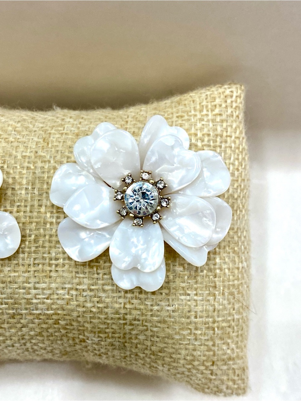 J. Crew White Flower Crystal-Accented Earrings - Picture 3 of 6